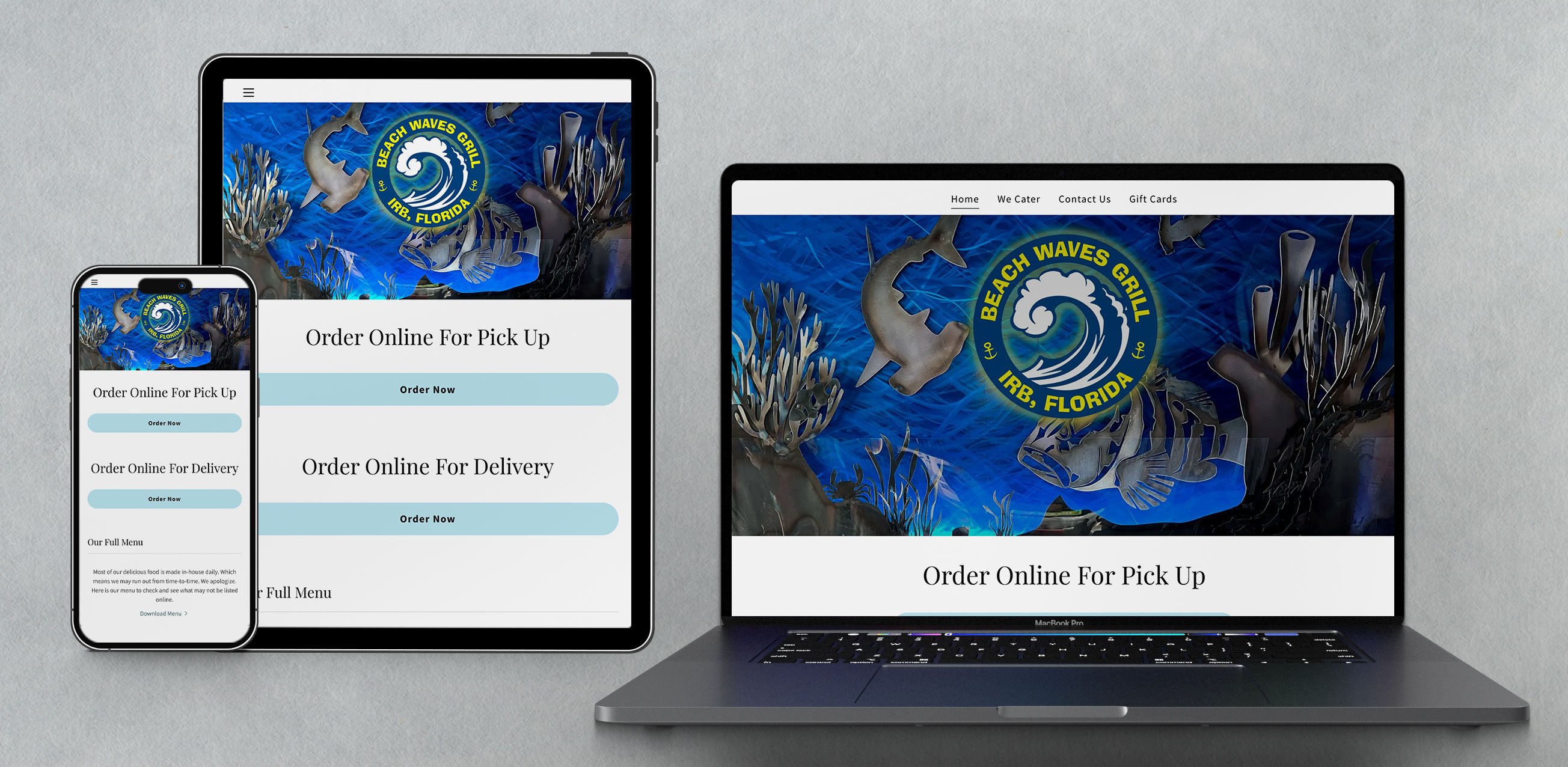 Website linked to online ordering
